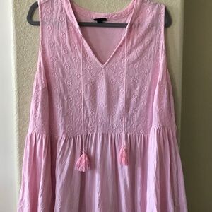 Torrid Blush Pink Embroidered Boho Babydoll Top 2X